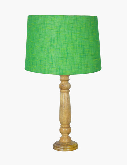 Mable Rustic Wood Table Lamp, Industrial Bedside Living Room Light, Khadi Drum Shade