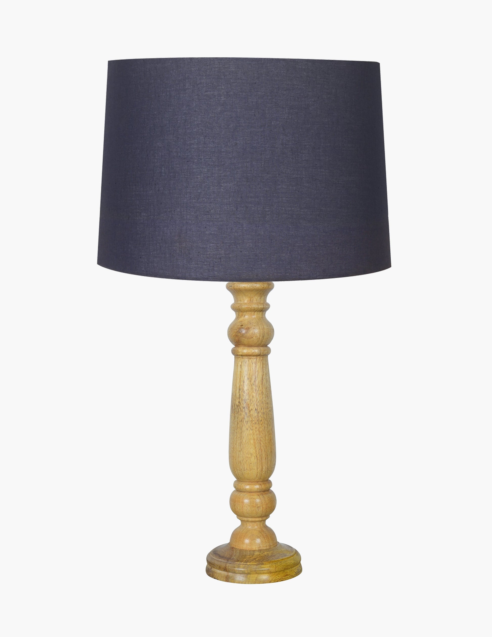 Mable Rustic Wood Table Lamp, Industrial Bedside Living Room Light, Khadi Drum Shade