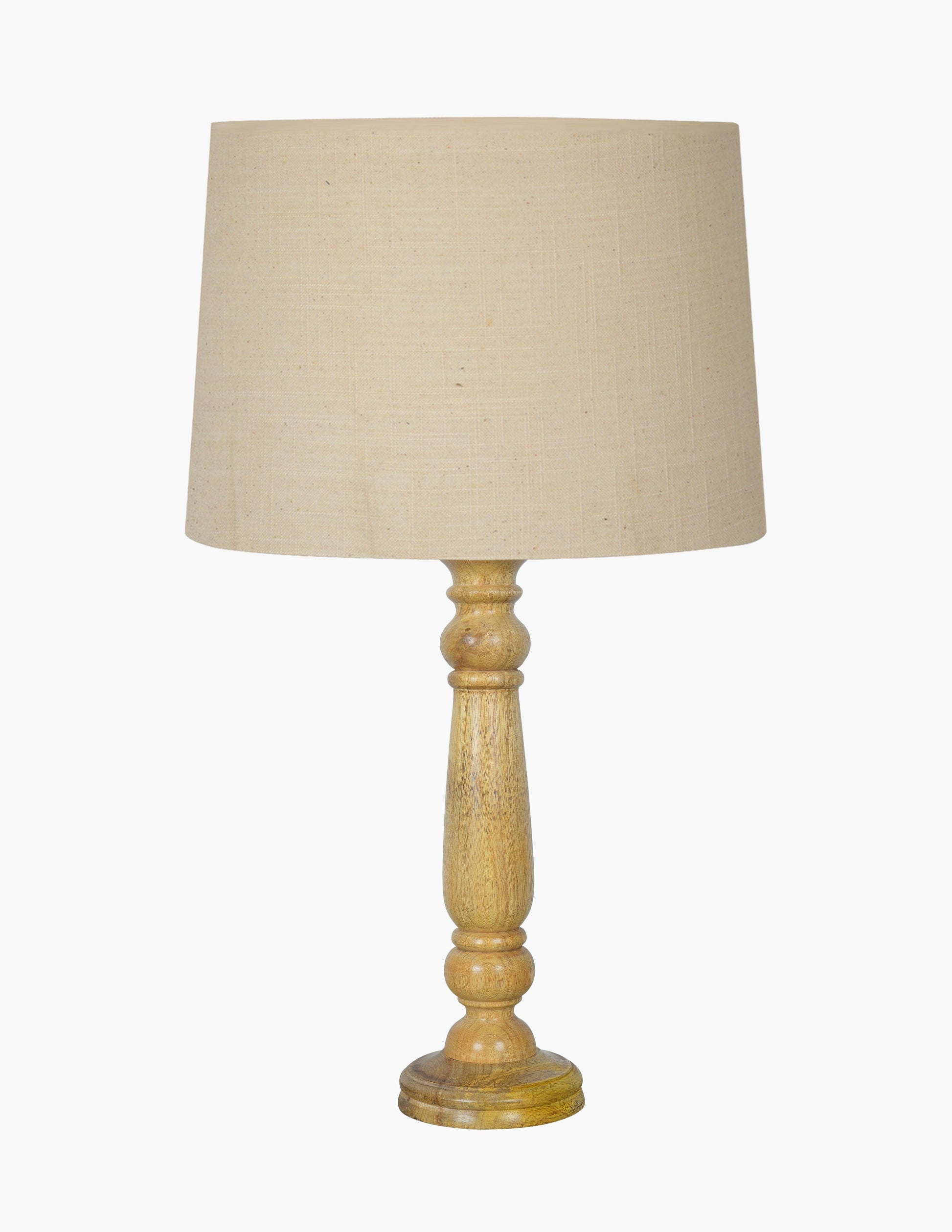 Mable Rustic Wood Table Lamp, Industrial Bedside Living Room Light, Khadi Drum Shade