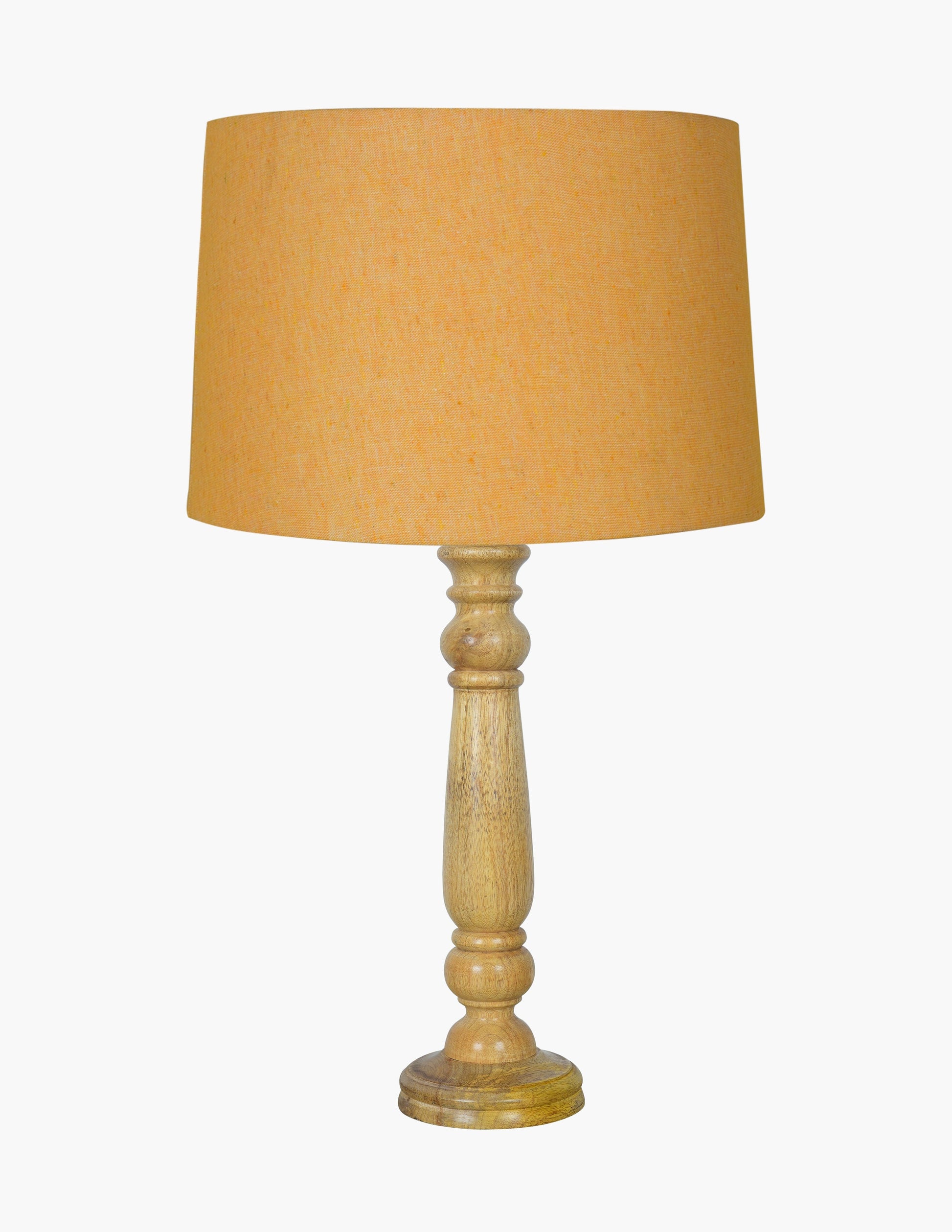 Mable Rustic Wood Table Lamp, Industrial Bedside Living Room Light, Khadi Drum Shade