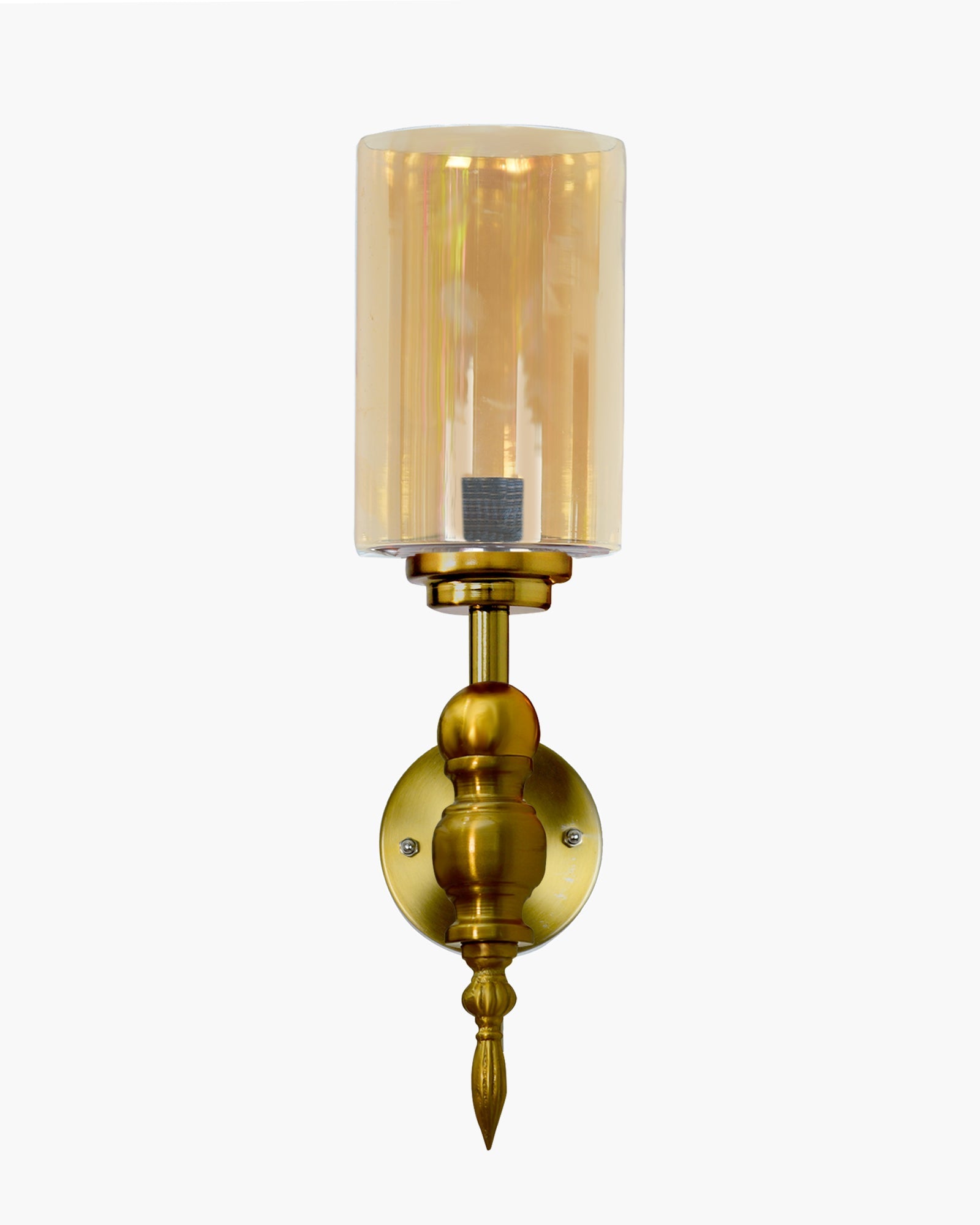 Mid-Century Modern Metal and Glass Wall Light, Brushed Gold, Lamp Fixture for Bedroom Vanity Bathroom Hotel,  Spherical Torch, Bubble Glass