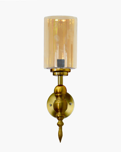 Mid-Century Modern Metal and Glass Wall Light, Brushed Gold, Lamp Fixture for Bedroom Vanity Bathroom Hotel,  Spherical Torch, Bubble Glass