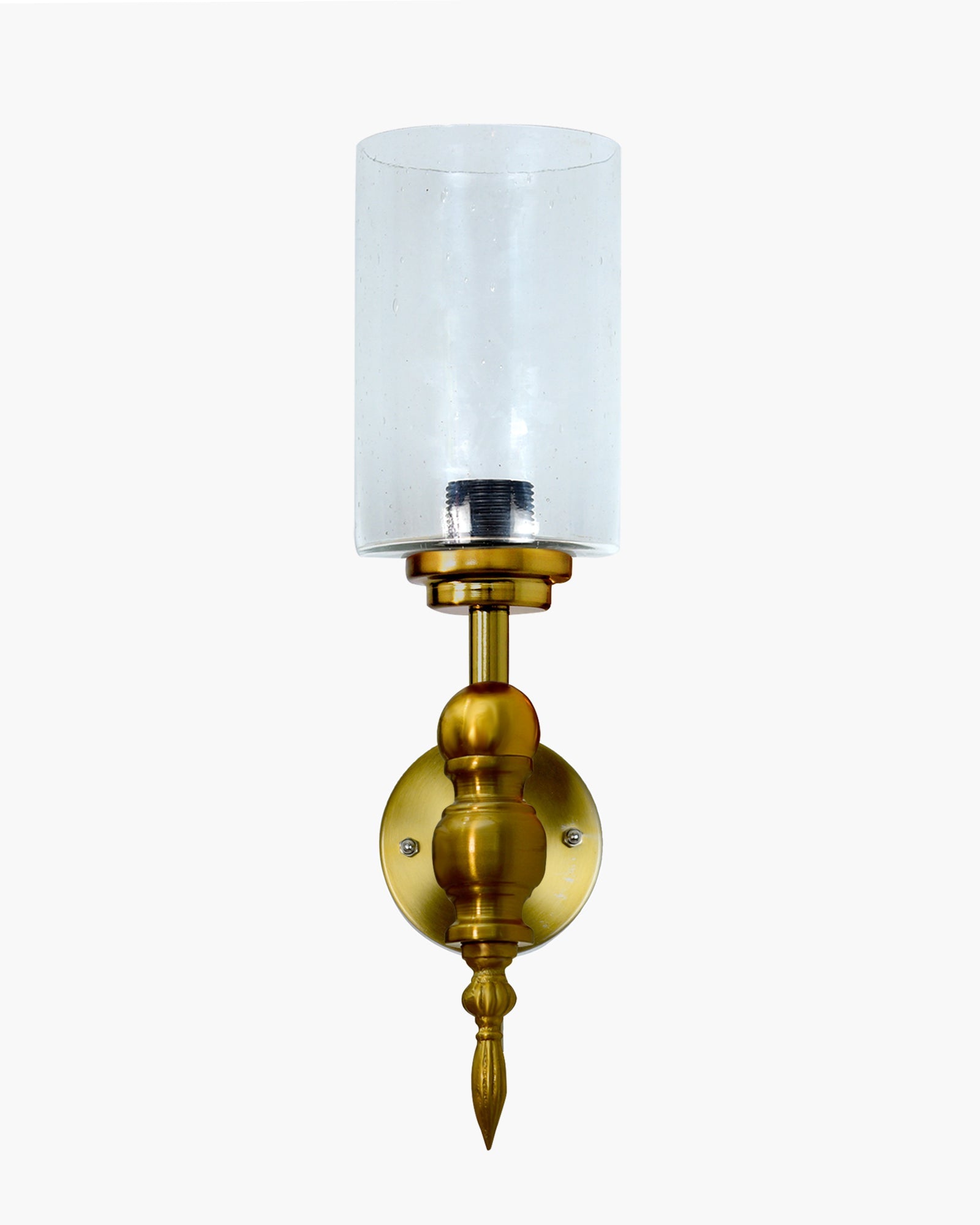 Mid-Century Modern Metal and Glass Wall Light, Brushed Gold, Lamp Fixture for Bedroom Vanity Bathroom Hotel,  Spherical Torch, Bubble Glass