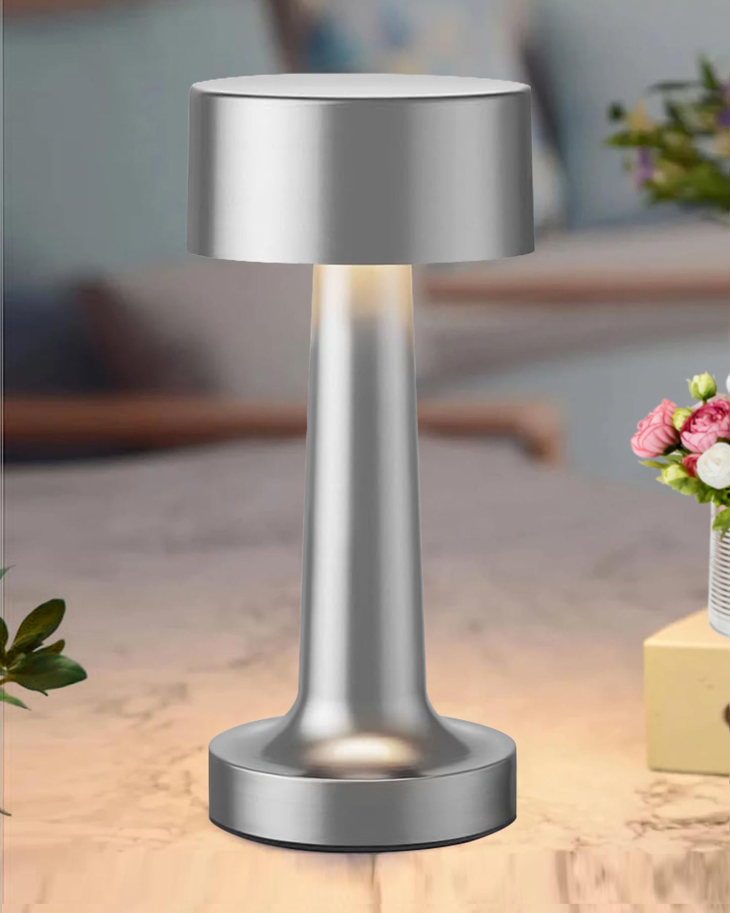 Table Lamp Portable Lamps for Bedroom, Night Lamp, Table Lamp for Bedroom & Living Room, Bedside Lamp, Dimming, 3 Colour Touch Control, Wireless Charging, Metal Dumbbell, Gold