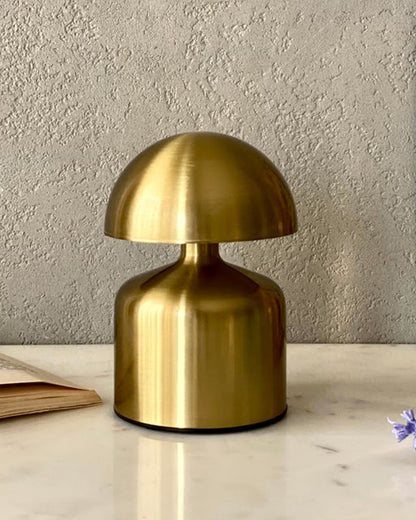 Table Lamp Portable Lamps for Bedroom, Night Lamp, Table Lamp for Bedroom & Living Room, Bedside Lamp, Dimming, 3 Colour Touch Control, Wireless Charging, Metal Mushroom, Gold
