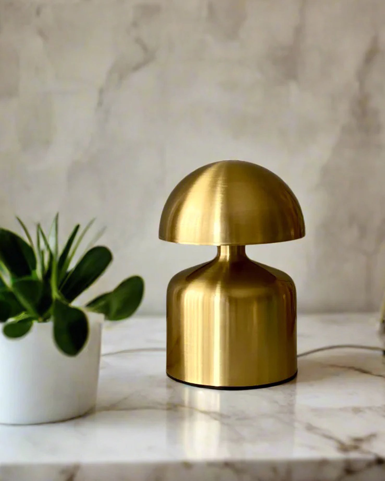 Table Lamp Portable Lamps for Bedroom, Night Lamp, Table Lamp for Bedroom & Living Room, Bedside Lamp, Dimming, 3 Colour Touch Control, Wireless Charging, Metal Mushroom, Gold