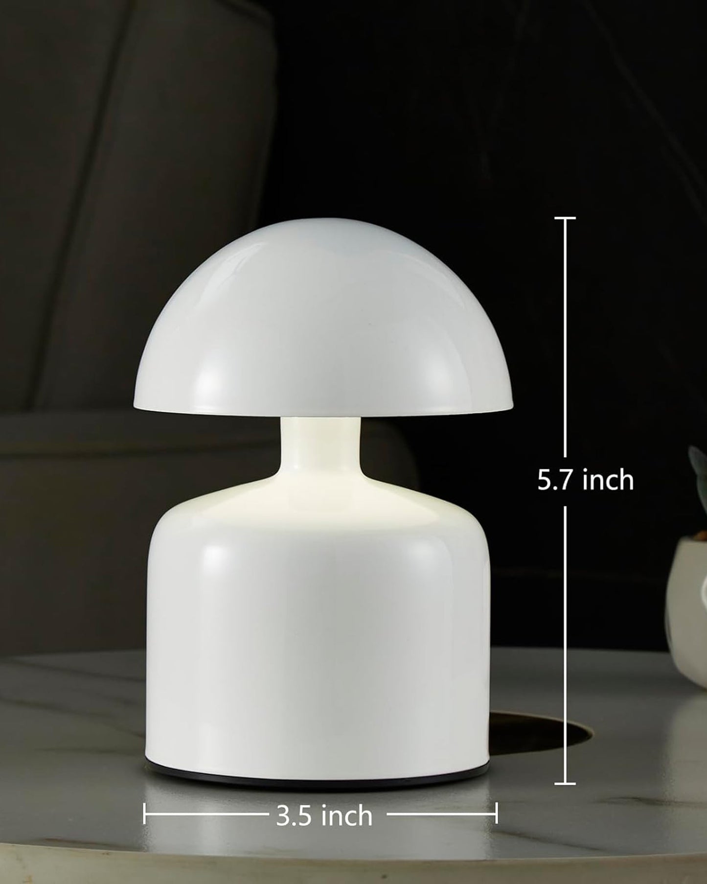 Table Lamp Portable Lamps for Bedroom, Night Lamp, Table Lamp for Bedroom & Living Room, Bedside Lamp, Dimming, 3 Colour Touch Control, Wireless Charging, Metal Mushroom, Gold