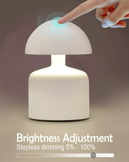 Table Lamp Portable Lamps for Bedroom, Night Lamp, Table Lamp for Bedroom & Living Room, Bedside Lamp, Dimming, 3 Colour Touch Control, Wireless Charging, Metal Mushroom, Gold