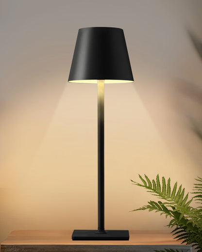 Rechargeable Table Lamps,Cordless Lamp Wireless Charging, Portable Indoor/Outdoor Table Lamp for Patio Restaurant Home Dinner Dining Kitchen,Waterproof & Wireless, Black Frustum