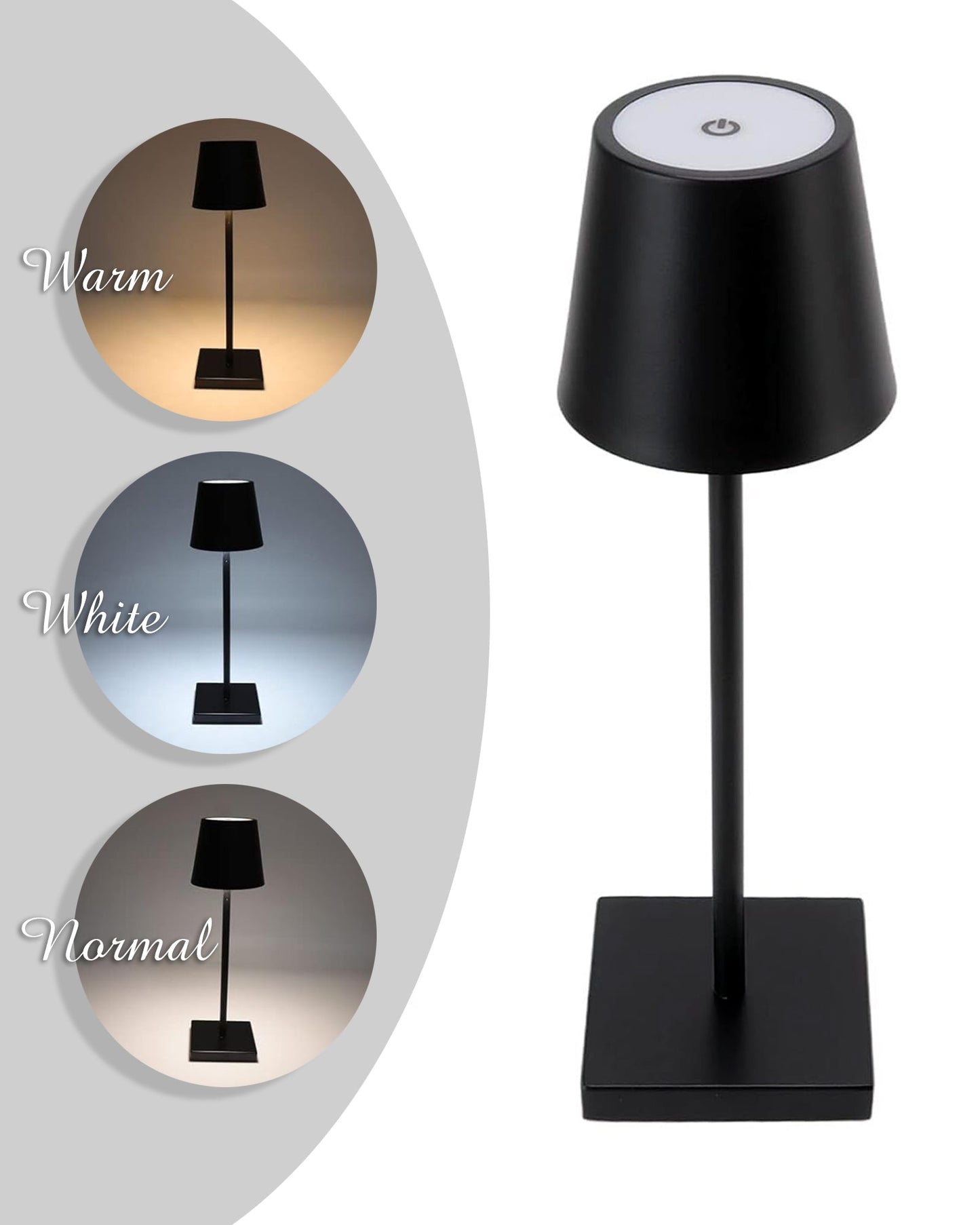 Rechargeable Table Lamps,Cordless Lamp Wireless Charging, Portable Indoor/Outdoor Table Lamp for Patio Restaurant Home Dinner Dining Kitchen,Waterproof & Wireless, Black Frustum