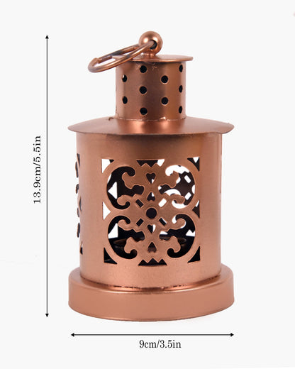 Lanterns Small Metal Moroccan Lanterns Decorative Candle Tealight Holders for Centerpieces, Home Decor, Diwali, Weddings, set of 2, Golden Valentia