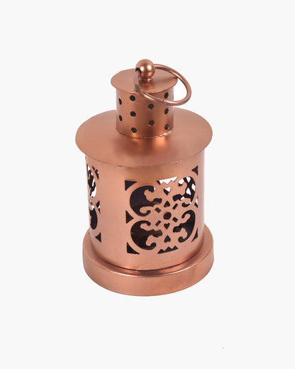 Lanterns Small Metal Moroccan Lanterns Decorative Candle Tealight Holders for Centerpieces, Home Decor, Diwali, Weddings, set of 2, Golden Valentia