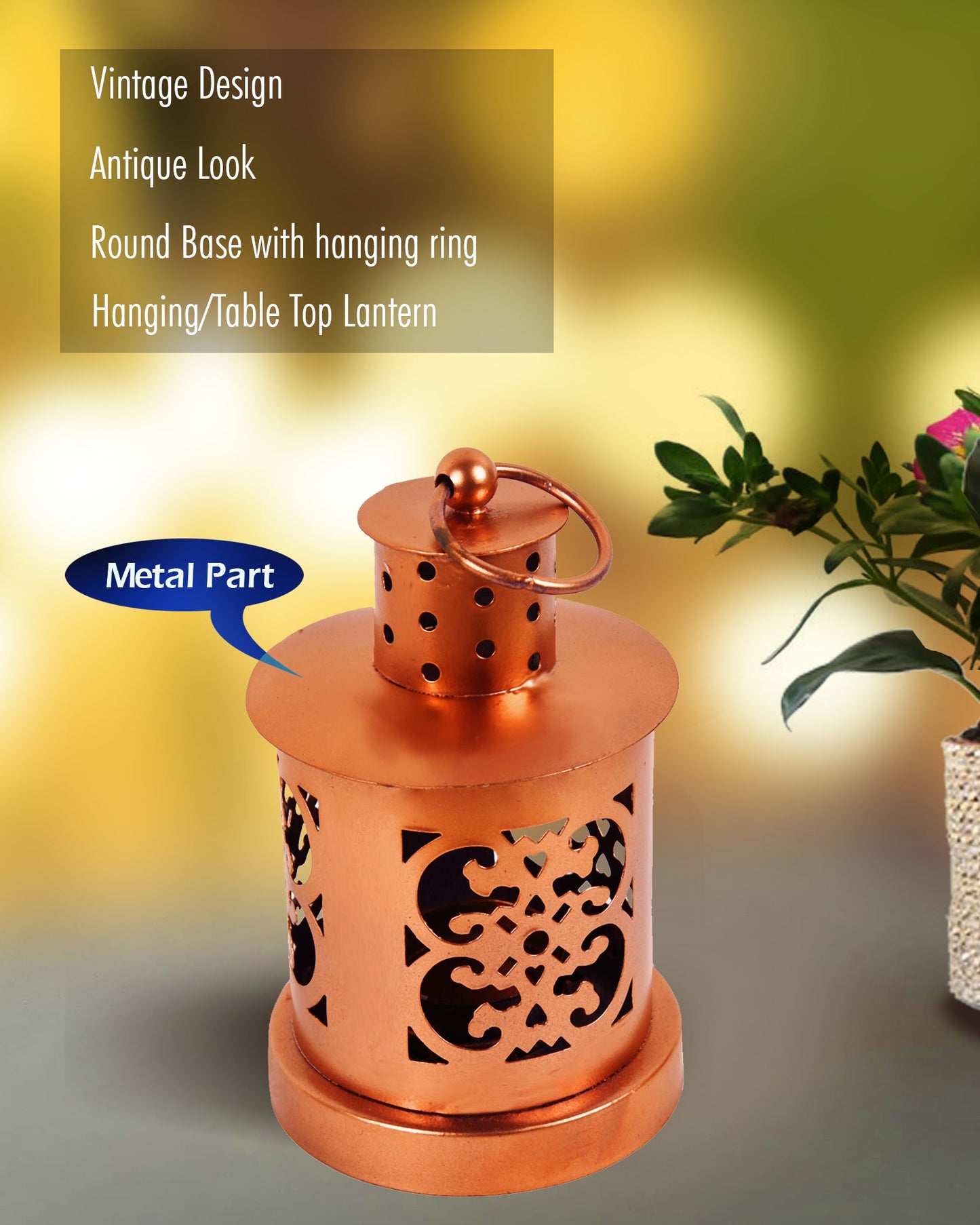 Lanterns Small Metal Moroccan Lanterns Decorative Candle Tealight Holders for Centerpieces, Home Decor, Diwali, Weddings, set of 2, Golden Valentia