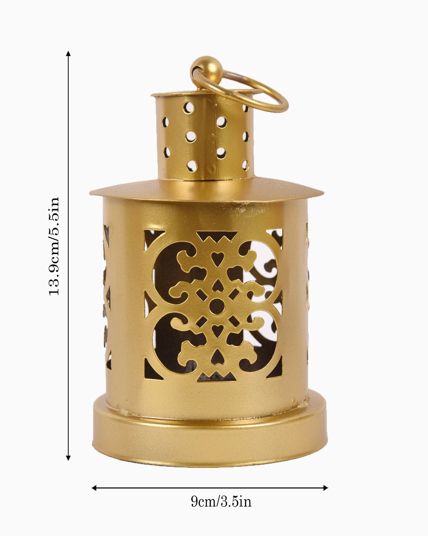 Lanterns Small Metal Moroccan Lanterns Decorative Candle Tealight Holders for Centerpieces, Home Decor, Diwali, Weddings, set of 2, Golden Valentia