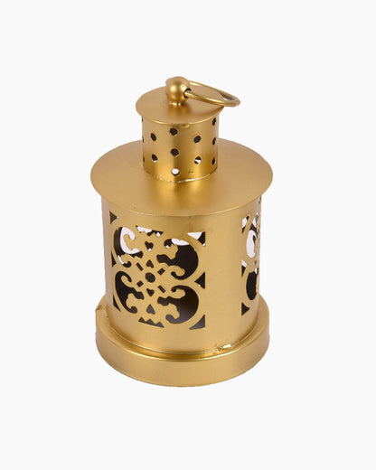 Lanterns Small Metal Moroccan Lanterns Decorative Candle Tealight Holders for Centerpieces, Home Decor, Diwali, Weddings, set of 2, Golden Valentia