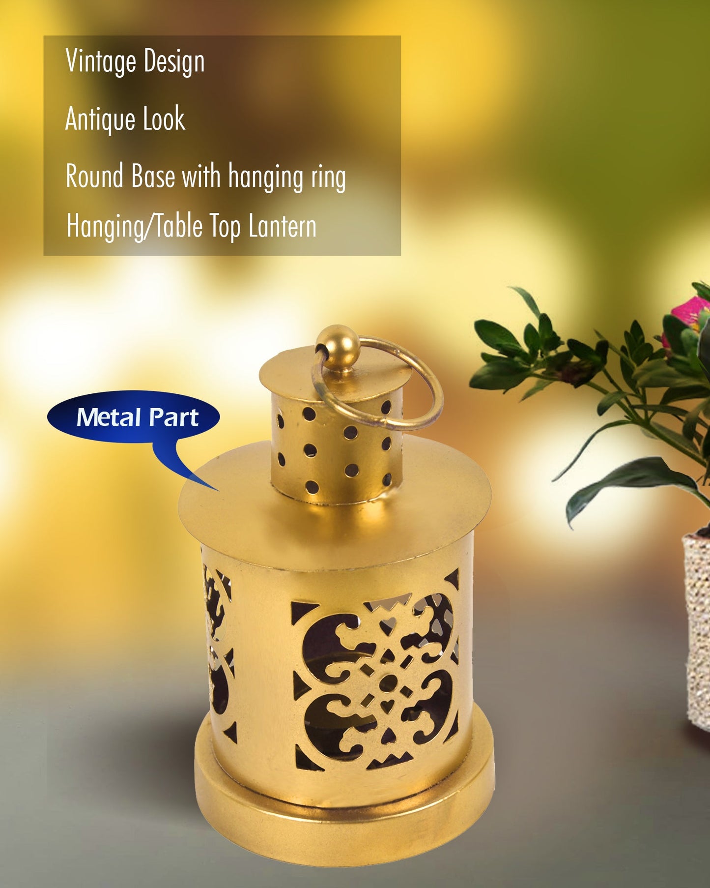 Lanterns Small Metal Moroccan Lanterns Decorative Candle Tealight Holders for Centerpieces, Home Decor, Diwali, Weddings, set of 2, Golden Valentia