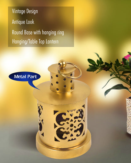 Lanterns Small Metal Moroccan Lanterns Decorative Candle Tealight Holders for Centerpieces, Home Decor, Diwali, Weddings, set of 2, Golden Valentia