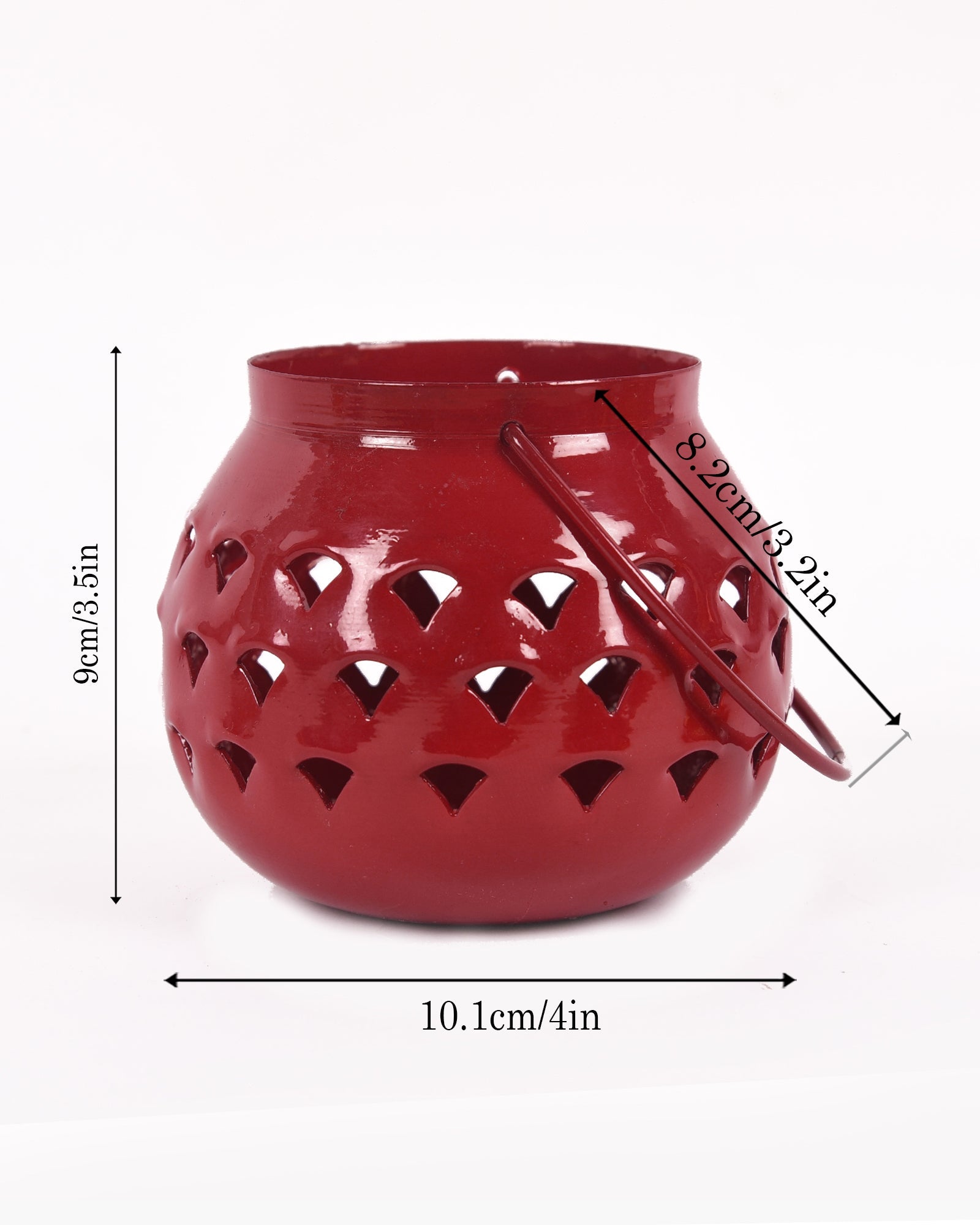 Lanterns Small Metal Moroccan Lanterns Decorative Candle Tealight Holders for Centerpieces, Home Decor, Diwali, Weddings, set of 2, Red Urli