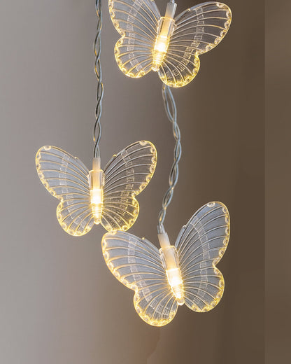 Homesake® Plastic 20 Butterfly Led String Lights for Photo Hanging, Birthday, Festival Decor, Wedding, Party for Home, Patio, Lawn, Decorative Lighting, Restaurants Decoration (Warm White), 5 Meters