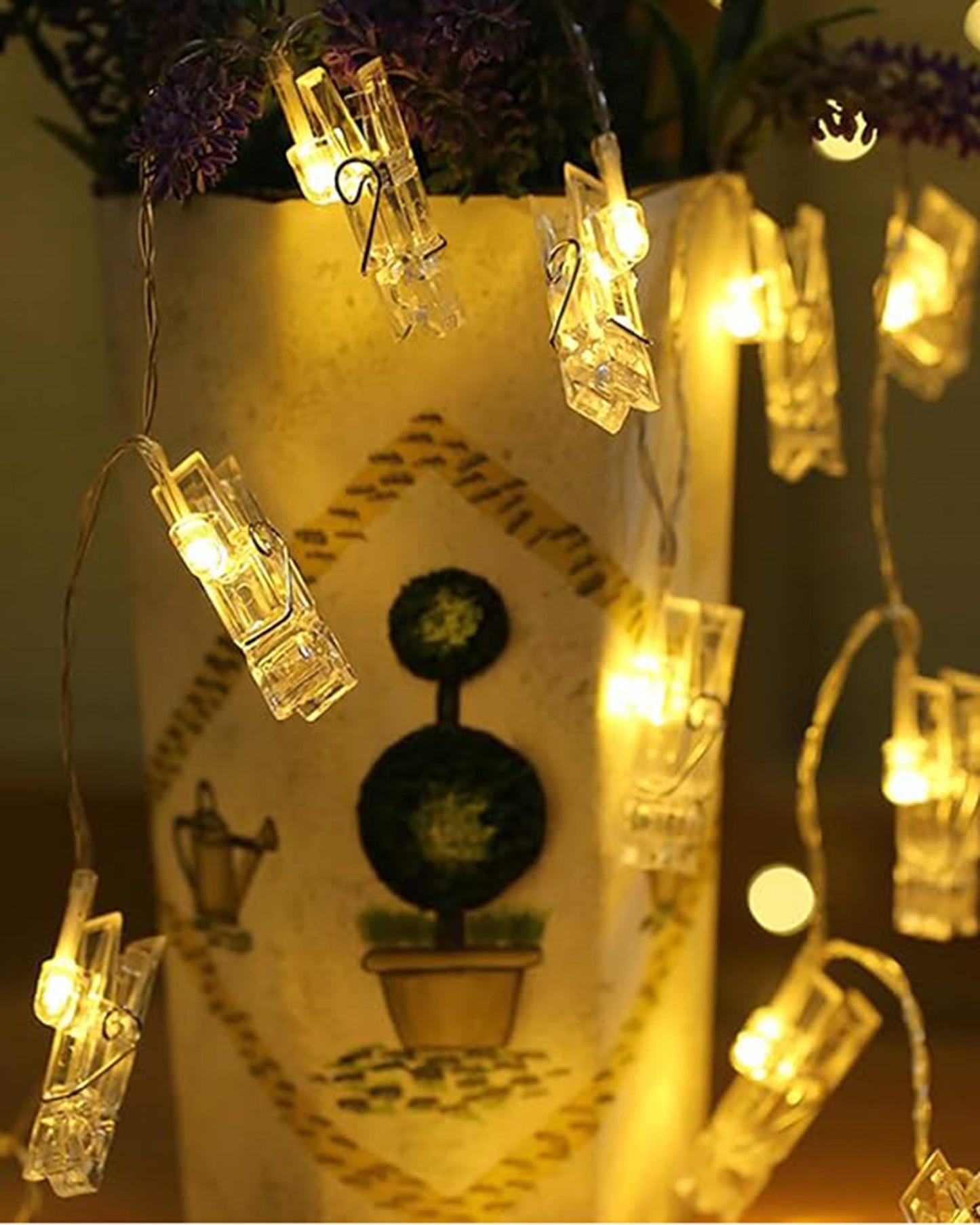 Plastic 20 Photo Clip Led String Lights for Photo Hanging, Birthday, Festival, Wedding, Party for Home, Patio, Lawn, Restaurants Home Decoration (Warm White), 4.2 Meters