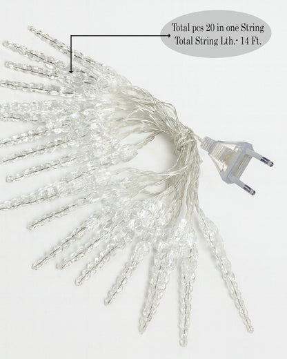 Homesake® Plastic 20 Ice dagger Led String Lights for Photo Hanging, Birthday, Festival, Wedding, Party for Home, Patio, Lawn, Restaurants Diwali Decoration for Home (Warm White), 5 Meters