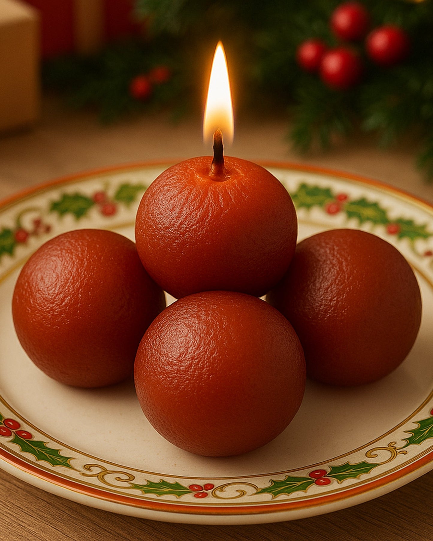 Premium Ladoo Candle, Hand Poured, Motichur Laddoo Candles, Diwali Gift Pack Decorative Scented Candle 100% Paraffin Wax, Set of 4