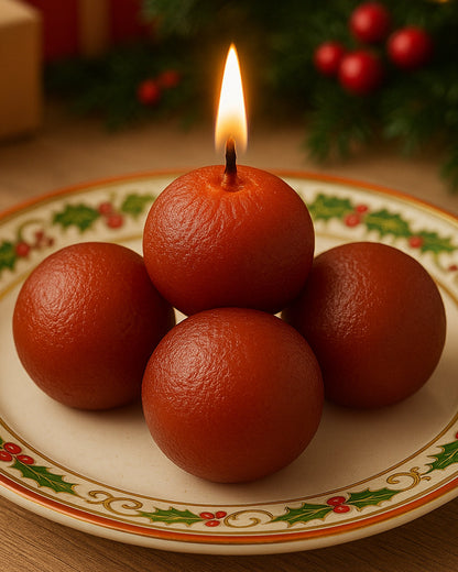 Premium Ladoo Candle, Hand Poured, Motichur Laddoo Candles, Diwali Gift Pack Decorative Scented Candle 100% Paraffin Wax, Set of 4