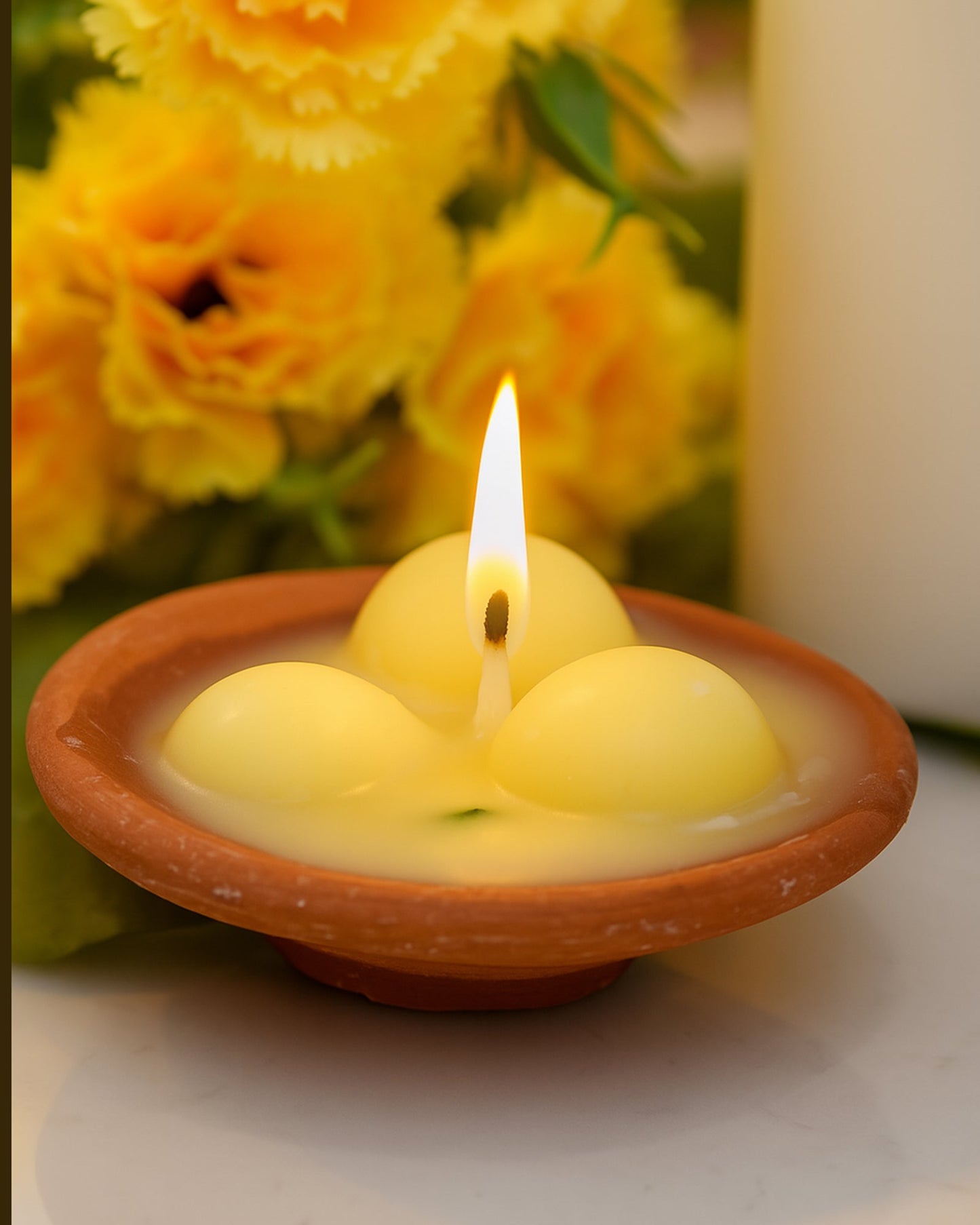 Premium Ladoo Candle, Hand Poured, Motichur Laddoo Candles, Diwali Gift Pack Decorative Scented Candle 100% Paraffin Wax, Set of 4