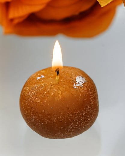 Premium Ladoo Candle, Hand Poured, Motichur Laddoo Candles, Diwali Gift Pack Decorative Scented Candle 100% Paraffin Wax, Set of 4