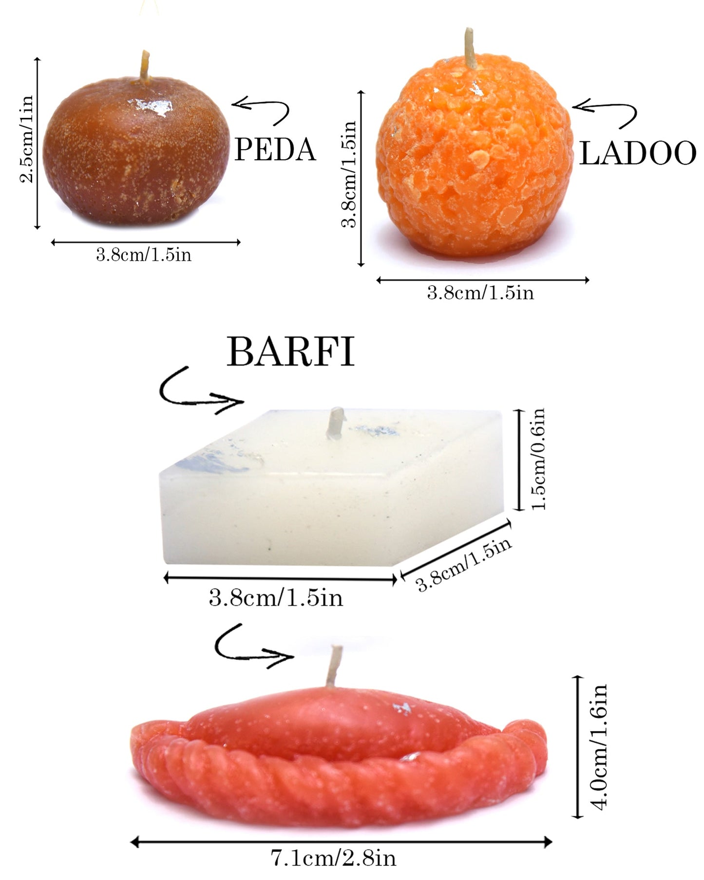 Premium Ladoo Candle, Hand Poured, Motichur Laddoo Candles, Diwali Gift Pack Decorative Scented Candle 100% Paraffin Wax, Set of 4