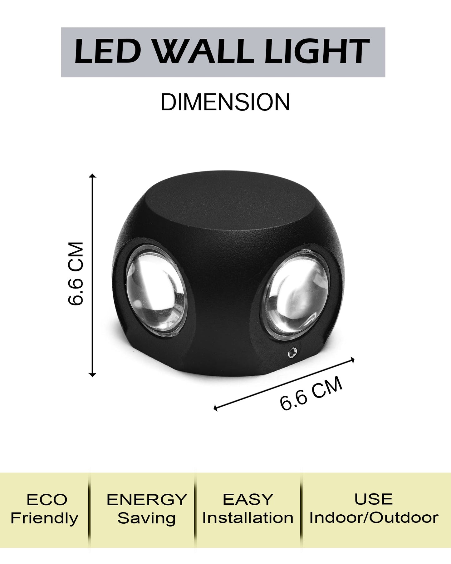 LED Indoor Outdoor Up/Down Wall Light - 6W,Warm White,(4 Multi-Directional Beam),IP65 Aluminum Body Waterproof, Pack of 1 (1 year Warranty)
