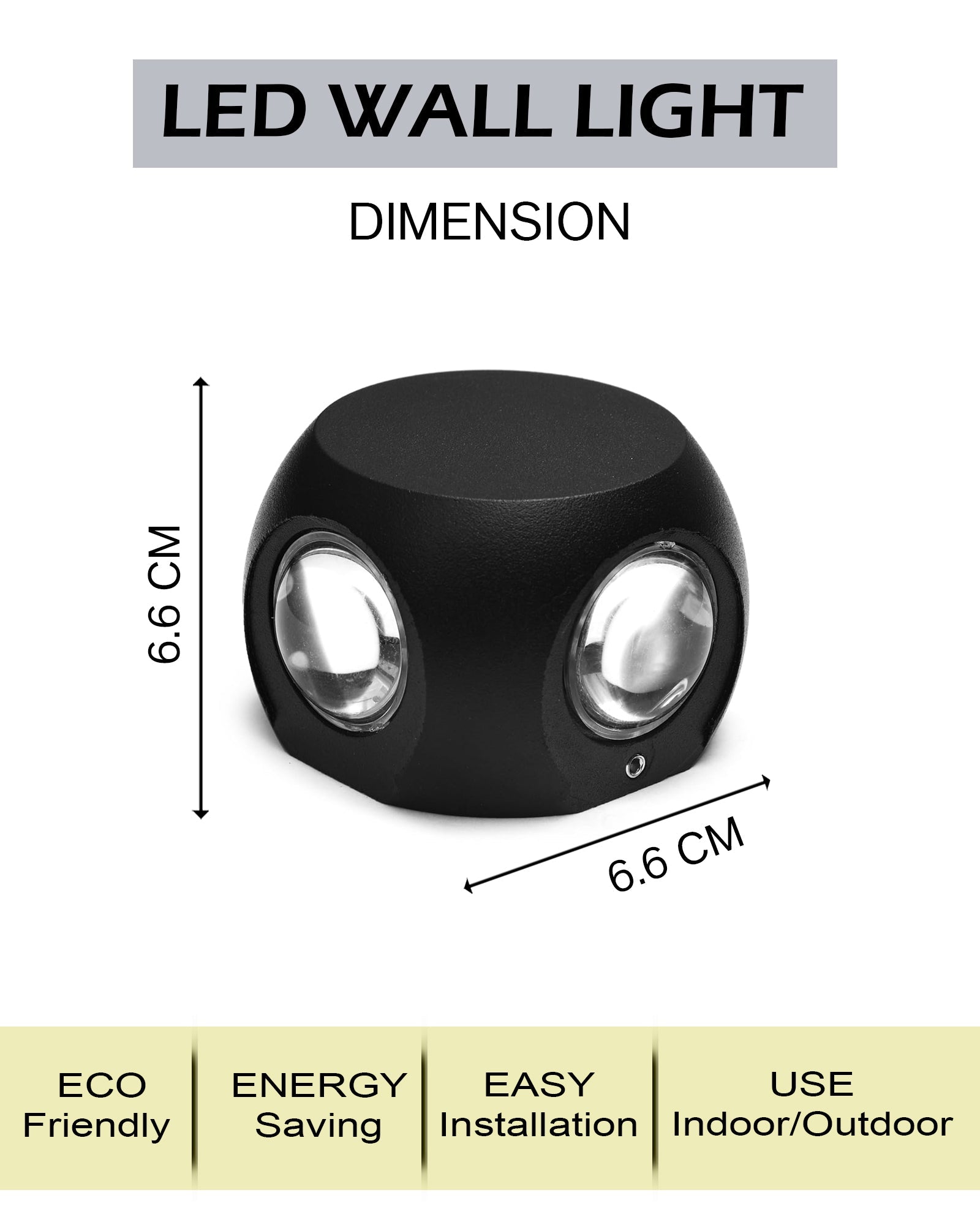 LED Indoor Outdoor Up/Down Wall Light - 6W,Warm White,(4 Multi-Directional Beam),IP65 Aluminum Body Waterproof, Pack of 1 (1 year Warranty)