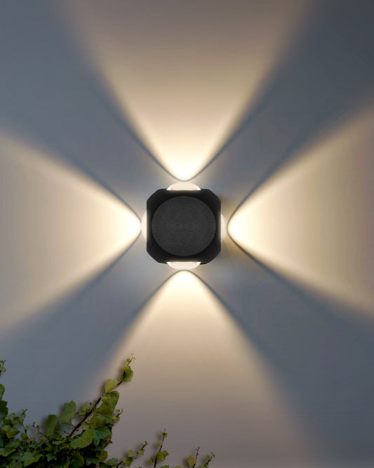 LED Indoor Outdoor Up/Down Wall Light - 6W,Warm White,(4 Multi-Directional Beam),IP65 Aluminum Body Waterproof, Pack of 1 (1 year Warranty)