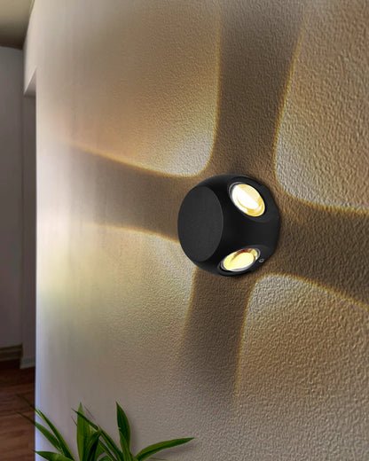 LED Indoor Outdoor Up/Down Wall Light - 6W,Warm White,(4 Multi-Directional Beam),IP65 Aluminum Body Waterproof, Pack of 1 (1 year Warranty)