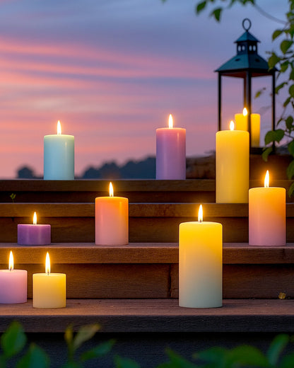 Pillar Candles Set of 3, Width 2" High 2" 4" 6" Large Paraffin Soy Wax Pillar Candles Aesthetic Modern Home Decor for Bathroom Living Room Diwali Gifts (Pink)