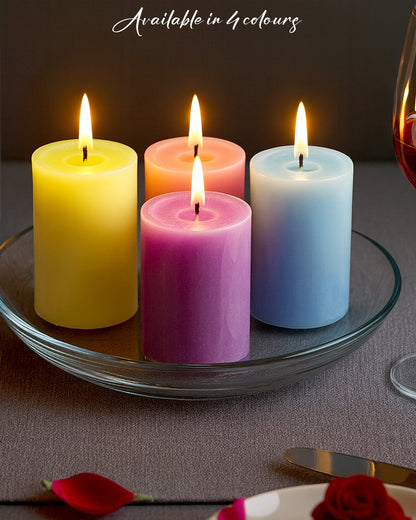 Pillar Candles Set of 3, Width 2" High 2" 4" 6" Large Paraffin Soy Wax Pillar Candles Aesthetic Modern Home Decor for Bathroom Living Room Diwali Gifts (Pink)
