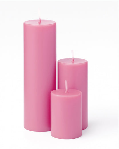 Pillar Candles Set of 3, Width 2" High 2" 4" 6" Large Paraffin Soy Wax Pillar Candles Aesthetic Modern Home Decor for Bathroom Living Room Diwali Gifts (Pink)