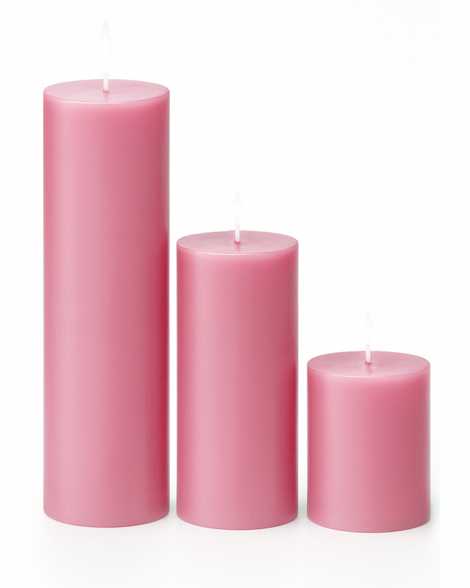 Pillar Candles Set of 3, Width 2" High 2" 4" 6" Large Paraffin Soy Wax Pillar Candles Aesthetic Modern Home Decor for Bathroom Living Room Diwali Gifts (Pink)