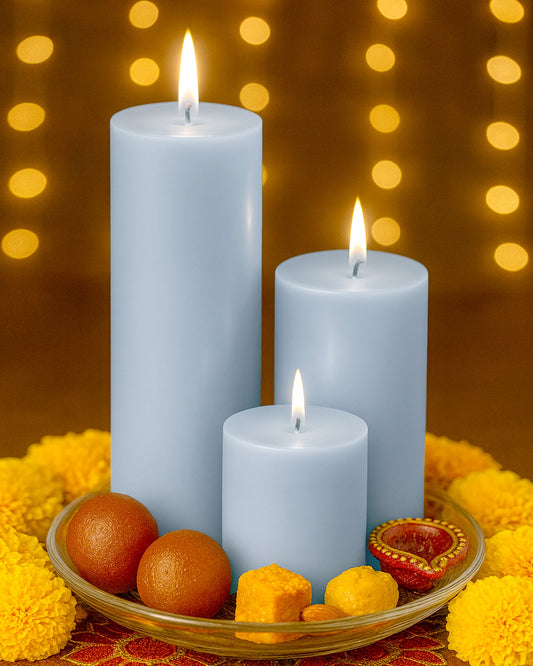 Pillar Candles Set of 3, Width 2" High 2" 4" 6" Large Paraffin Soy Wax Pillar Candles Aesthetic Modern Home Decor for Bathroom Living Room Diwali Gifts (Pink)