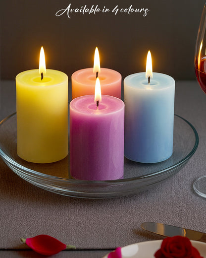 Pillar Candles Set of 3, Width 2" High 2" 4" 6" Large Paraffin Soy Wax Pillar Candles Aesthetic Modern Home Decor for Bathroom Living Room Diwali Gifts (Pink)