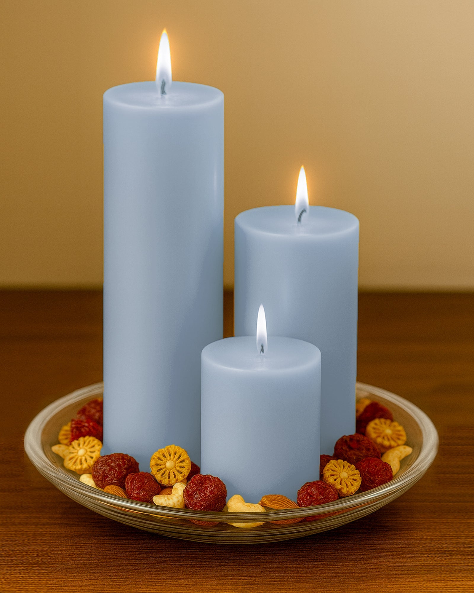 Pillar Candles Set of 3, Width 2" High 2" 4" 6" Large Paraffin Soy Wax Pillar Candles Aesthetic Modern Home Decor for Bathroom Living Room Diwali Gifts (Pink)