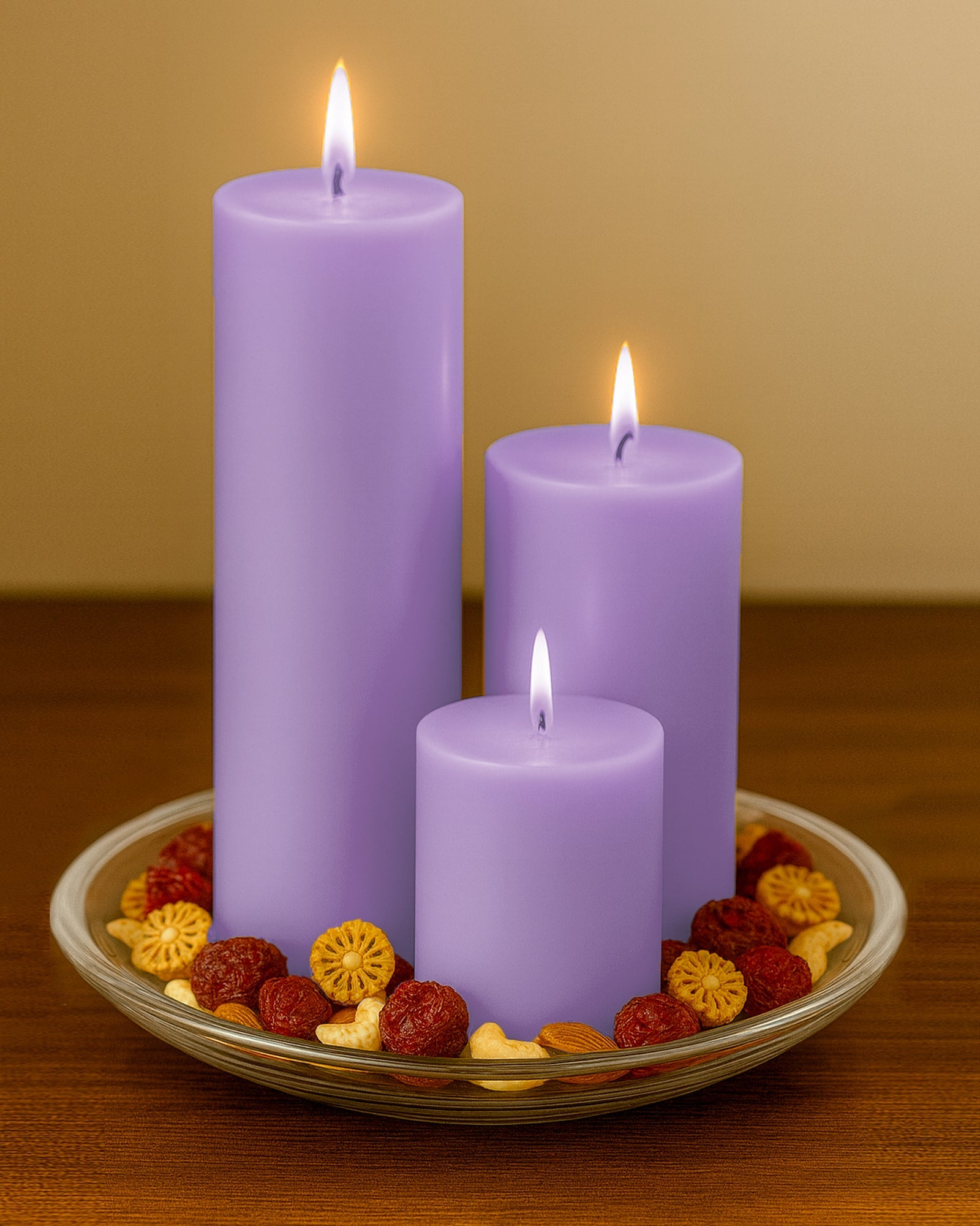 Pillar Candles Set of 3, Width 2" High 2" 4" 6" Large Paraffin Soy Wax Pillar Candles Aesthetic Modern Home Decor for Bathroom Living Room Diwali Gifts (Pink)