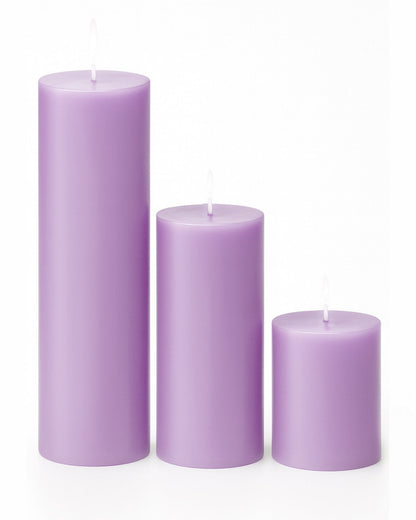 Pillar Candles Set of 3, Width 2" High 2" 4" 6" Large Paraffin Soy Wax Pillar Candles Aesthetic Modern Home Decor for Bathroom Living Room Diwali Gifts (Pink)
