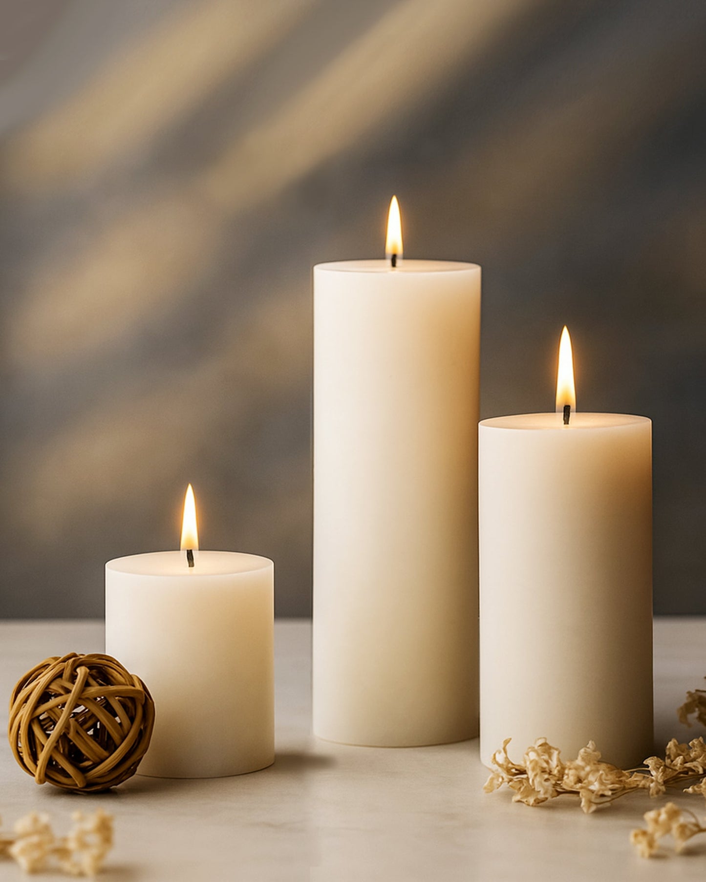 Pillar Candles Set of 3, Width 2" High 2" 4" 6" Large Paraffin Soy Wax Pillar Candles Aesthetic Modern Home Decor for Bathroom Living Room Diwali Gifts (Pink)