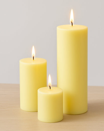 Pillar Candles Set of 3, Width 2" High 2" 4" 6" Large Paraffin Soy Wax Pillar Candles Aesthetic Modern Home Decor for Bathroom Living Room Diwali Gifts (Pink)