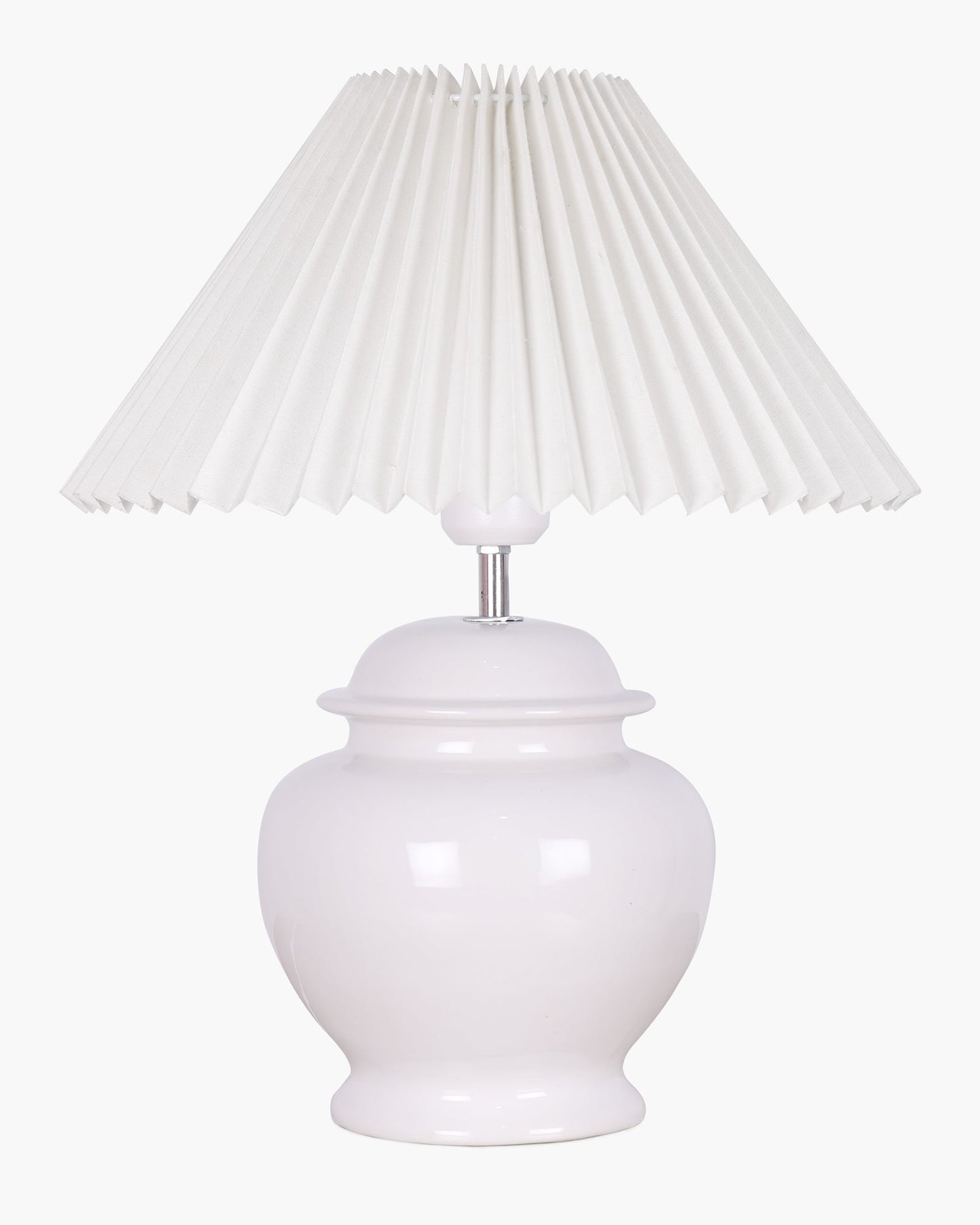 Ceramic Table Lamp for Bedroom Living Room ,Modern Pleated Lampshade Bedside Light , Nightstand Lamp for Home Office, Minimalist Nordic Style Accent Lighting Décor, White Pleated Shade