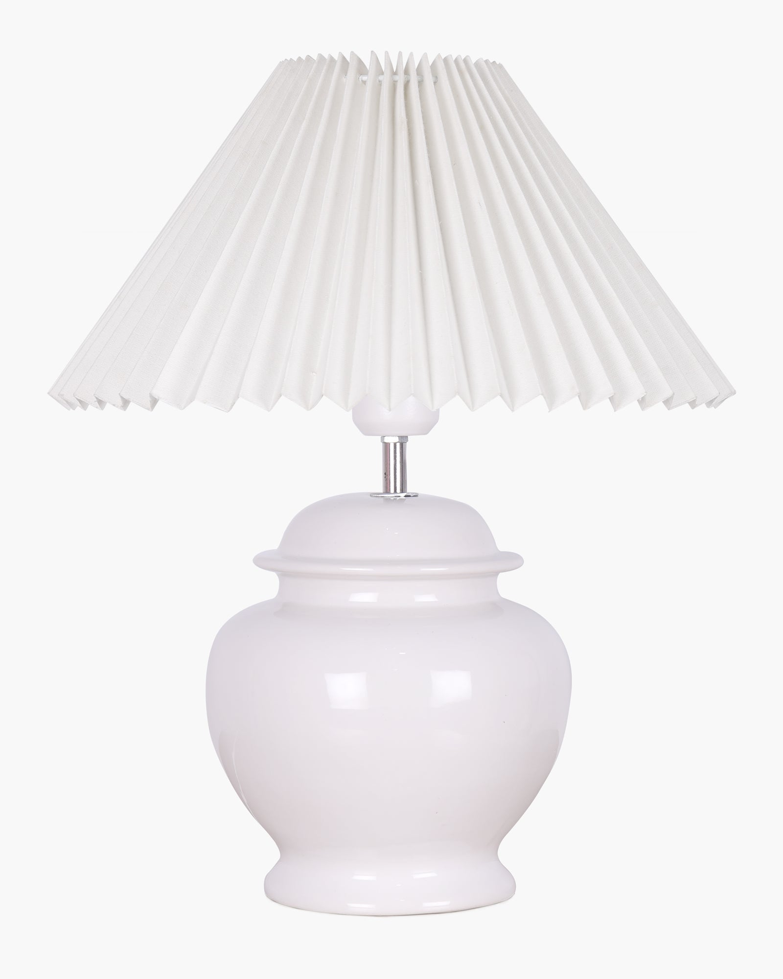 Ceramic Table Lamp for Bedroom Living Room ,Modern Pleated Lampshade Bedside Light , Nightstand Lamp for Home Office, Minimalist Nordic Style Accent Lighting Décor, White Pleated Shade