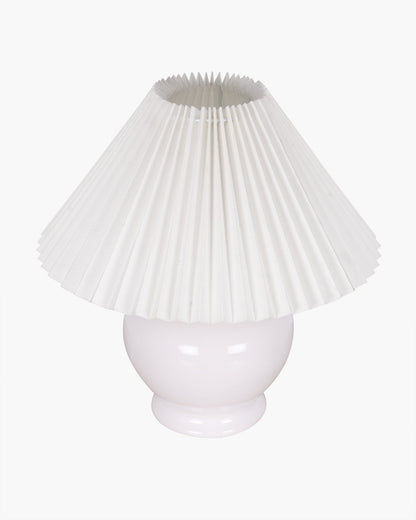 Ceramic Table Lamp for Bedroom Living Room ,Modern Pleated Lampshade Bedside Light , Nightstand Lamp for Home Office, Minimalist Nordic Style Accent Lighting Décor, White Pleated Shade