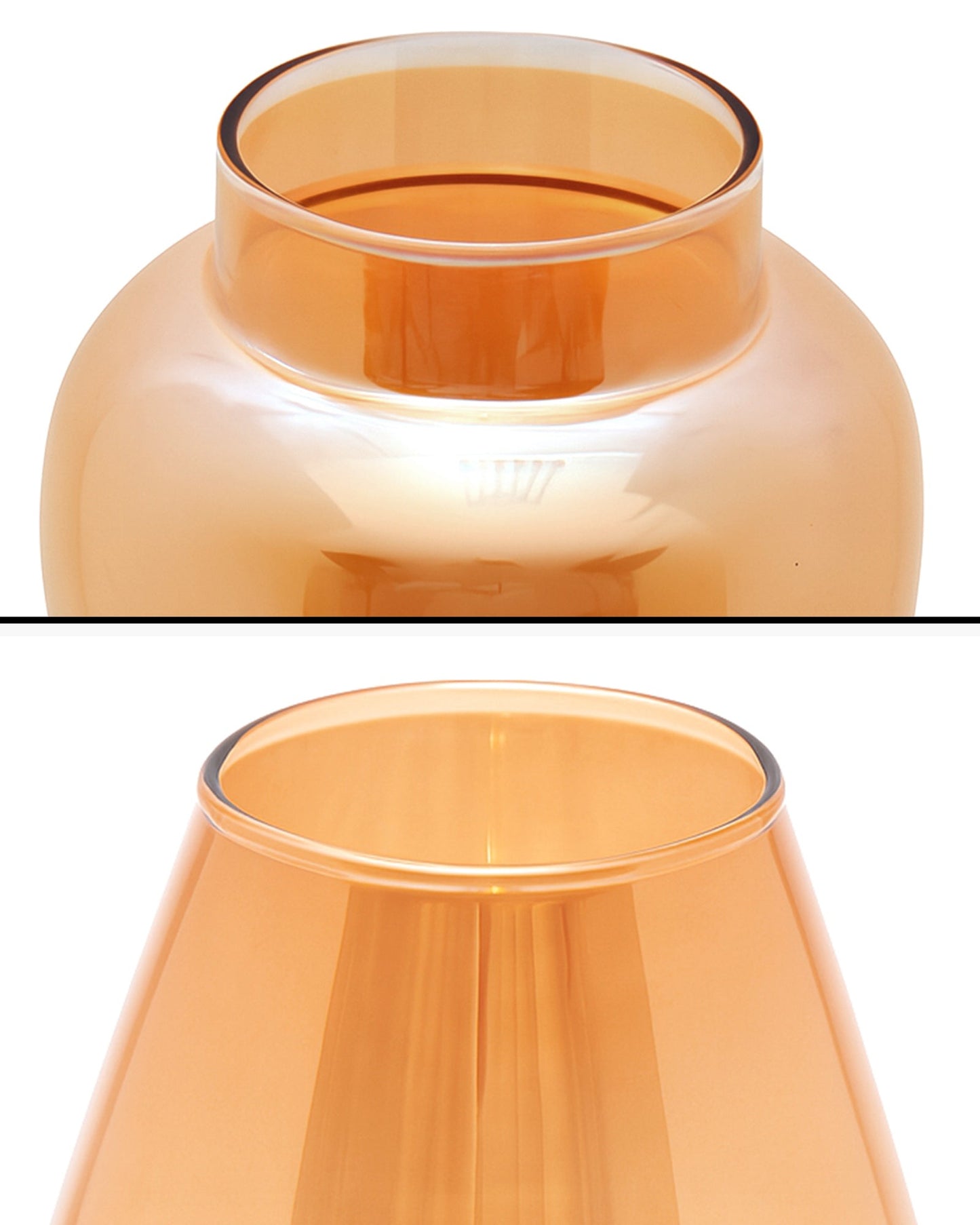 Set of 2 Flower Vase for Flower Plants Glass Vase Pot for Living Room Home Decor Dining Table Decoration Water Plants Bedroom Hall Aesthetic House Warming Gift, Amber Gold