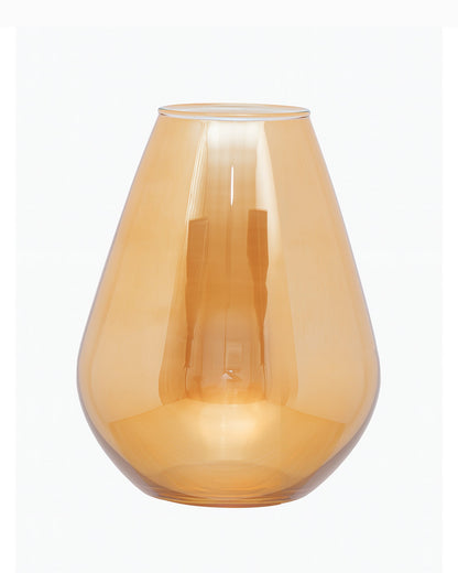 Set of 2 Flower Vase for Flower Plants Glass Vase Pot for Living Room Home Decor Dining Table Decoration Water Plants Bedroom Hall Aesthetic House Warming Gift, Amber Gold